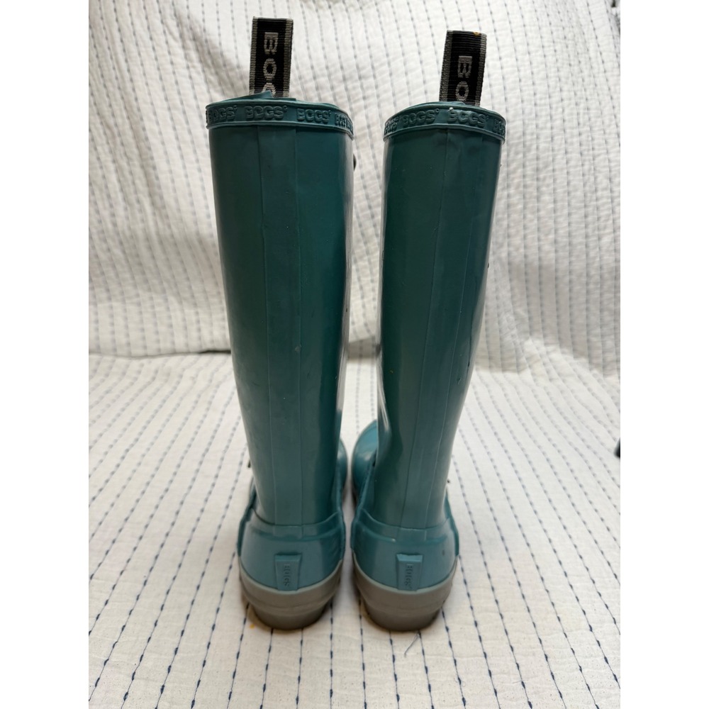 Bogs Womens Teal Blue Waterproof Lace Up Tall Rain Boots Rubber Outdoor Shoes - Picture 4 of 9